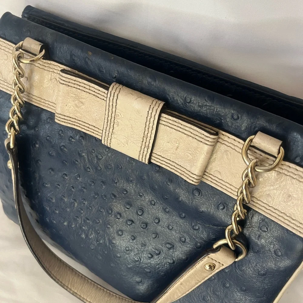 Kate Spade blue and cream ostrich leather bag - Picture 7 of 7